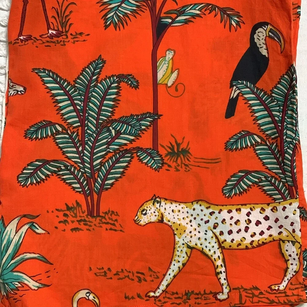 Lilbelle Women’s Kids Orange Pajama Set Medium Animal Print Fun Colorful - Picture 7 of 14